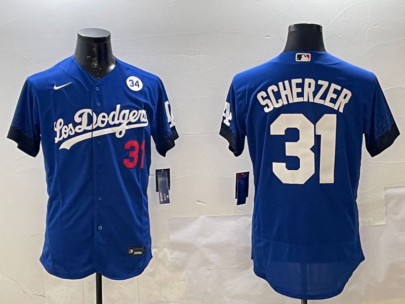 Men Los Angeles Dodgers #31 Scherzer Blue City Edition Elite Nike 2025 MLB Jersey style 4->los angeles dodgers->MLB Jersey